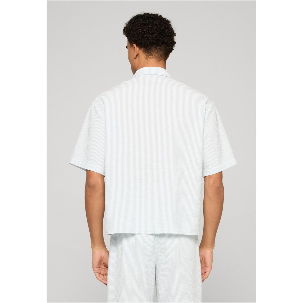 Urban Classics - Seersucker Short Sleeve Bluse - Blau/Weiß